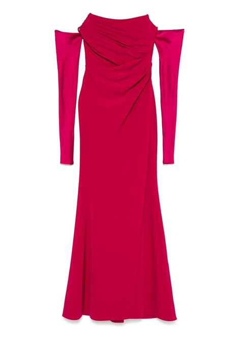 Cherry red Aairah off-shoulder gown Rhea costa - women